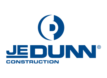 JE Dunn logo in blue on white