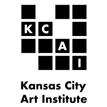 A set of black and white squares like a crossword puzzle, with the letters K, C, A, and I in white on four of the black squares. The words Kansas City Art Institute are written below in black.