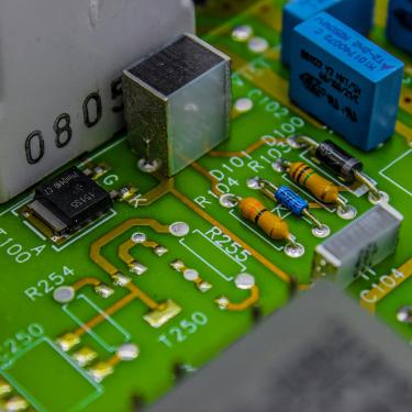 Photo of circuit board with components installed.